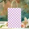 Lavender And White Checkered Gift Bag With White Handles.