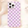 Purple And White Checkered Phone Case.
