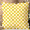 Yellow And White Checkered Throw Pillow.