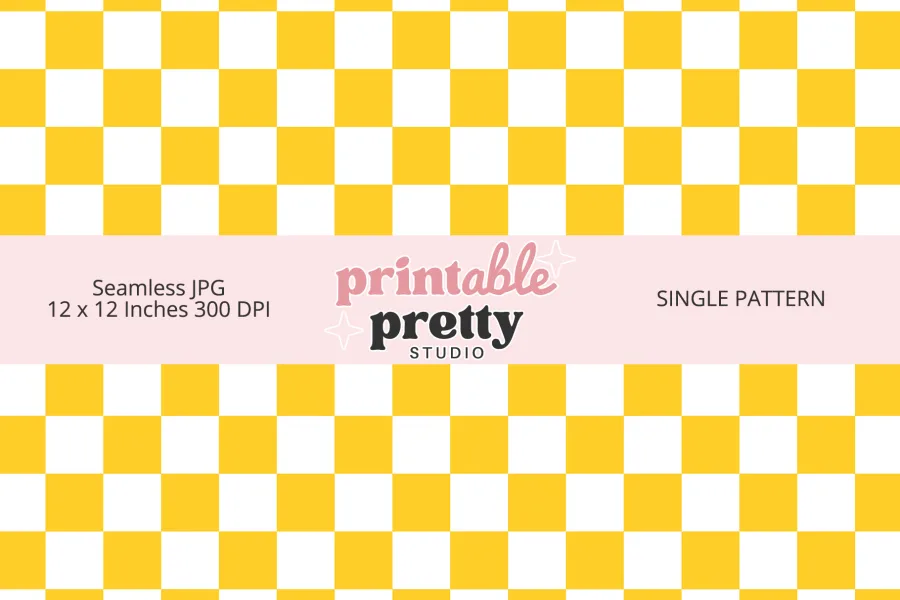 Yellow Checkered Seamless Pattern digital paper - 12x12 inch JPG for cheerful crafting and summer designs
