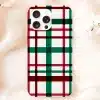 Iphone Case With A Red, Green, And Black Plaid Pattern.