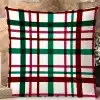 Red, Green, And Black Plaid Throw Pillow.