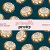 Blue Cinnamon Bun Seamless Pattern Digital Paper - 12X12 Inch Jpg With Illustrated Cinnamon Rolls On Blue Background For Crafting