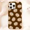 Phone Case With A Pattern Of Cinnamon Rolls On A Brown Background.