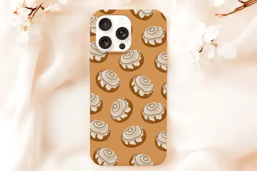 Phone Case With A Pattern Of Cinnamon Rolls.