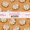 Cream Cinnamon Bun Seamless Pattern Digital Paper - 12X12 Inch Jpg With Illustrated Cinnamon Rolls On Cream Background For Crafting