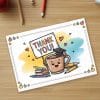A Thank You Card Featuring A Cute Coffee Cup Character Wearing A Graduation Cap And Holding A Sign That Says Thank You.