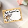 A Thank You Card For A Teacher Featuring A Cartoon Coffee Cup Holding A Sign That Says Thank You.  The Card Also Says Best Teacher Ever.