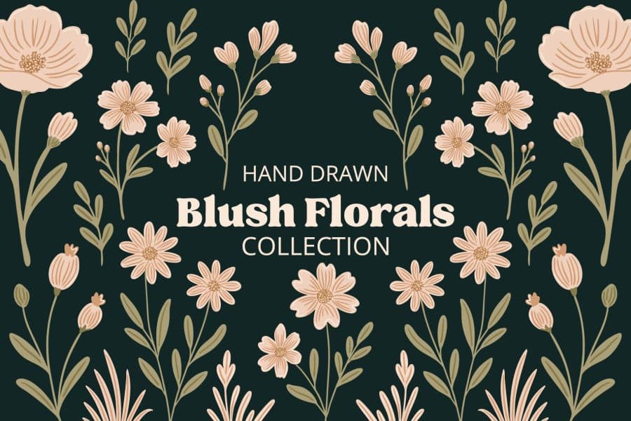 Blush Florals Clip Art Pattern Bundle