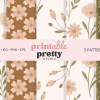 Five Floral Patterns In Muted Earth Tones:  Brown, Beige, And Green.  The Patterns Feature Flowers And Leaves.
