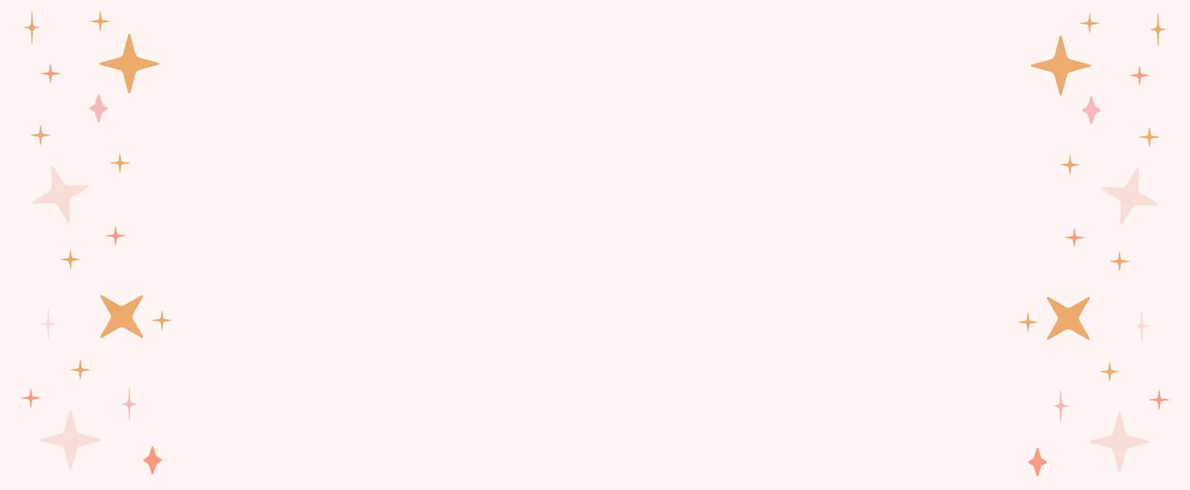 Pink and gold stars scattered on a white background.
