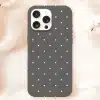 Dark Gray Phone Case With White Polka Dots.