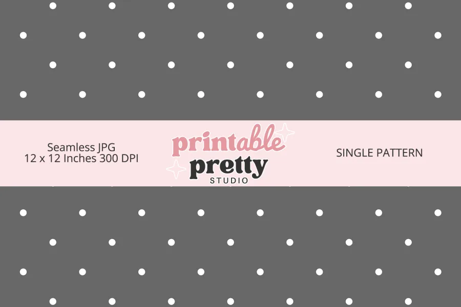 Dark Gray White Polka Dot Seamless Pattern digital paper - 12x12 inch JPG with white dots on dark gray for crafting
