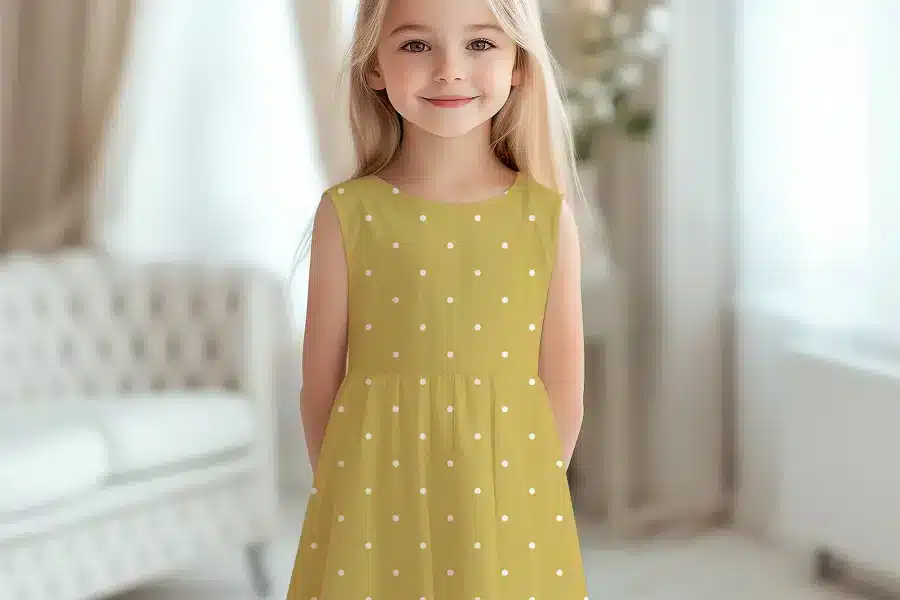 Girl In A Yellow Polka Dot Dress.