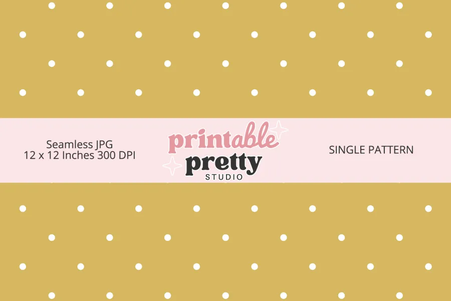 Gold White Polka Dot Seamless Pattern digital paper - 12x12 inch JPG with white dots on gold for crafting