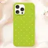 Lime Green Phone Case With White Polka Dots.