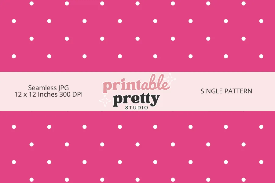 Hot Pink White Polka Dot Seamless Pattern digital paper - 12x12 inch JPG with white dots on hot pink for crafting