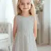 Girl In Light Gray Polka Dot Dress.