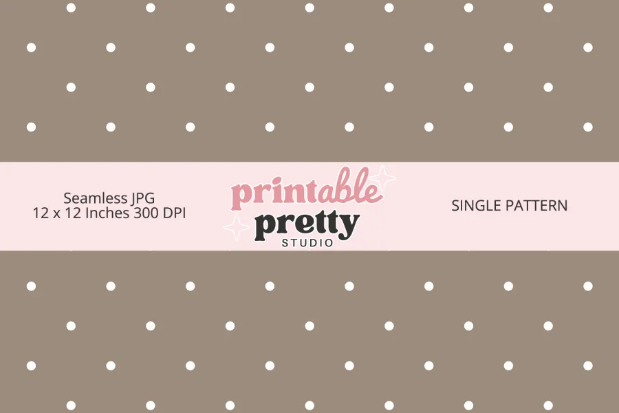Mocha Brown White Polka Dot Seamless Pattern digital paper - 12x12 inch JPG with white dots on mocha for crafting
