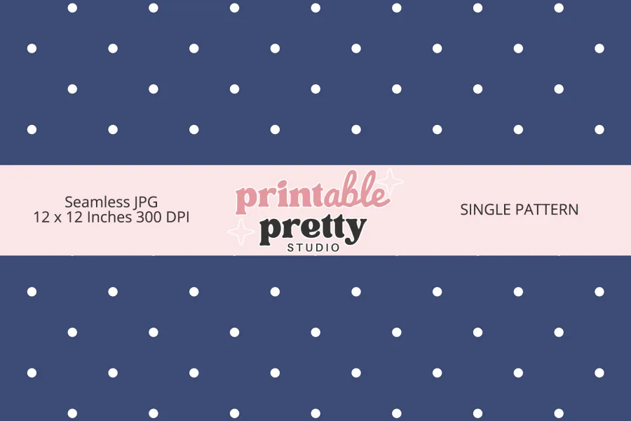 Navy Blue White Polka Dot Seamless Pattern digital paper - 12x12 inch JPG with white dots on navy for crafting