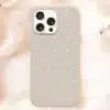 Beige Phone Case With White Polka Dots.