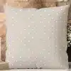 Beige Pillow With White Polka Dots.