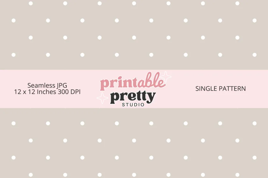Oatmeal White Polka Dot Seamless Pattern digital paper - 12x12 inch JPG with white dots on oatmeal for crafting