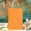 Orange Polka Dot Gift Bag With White Handles.