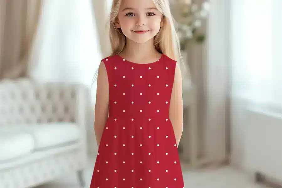 Girl In Red Polka Dot Dress.
