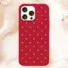 Red Phone Case With White Polka Dots.