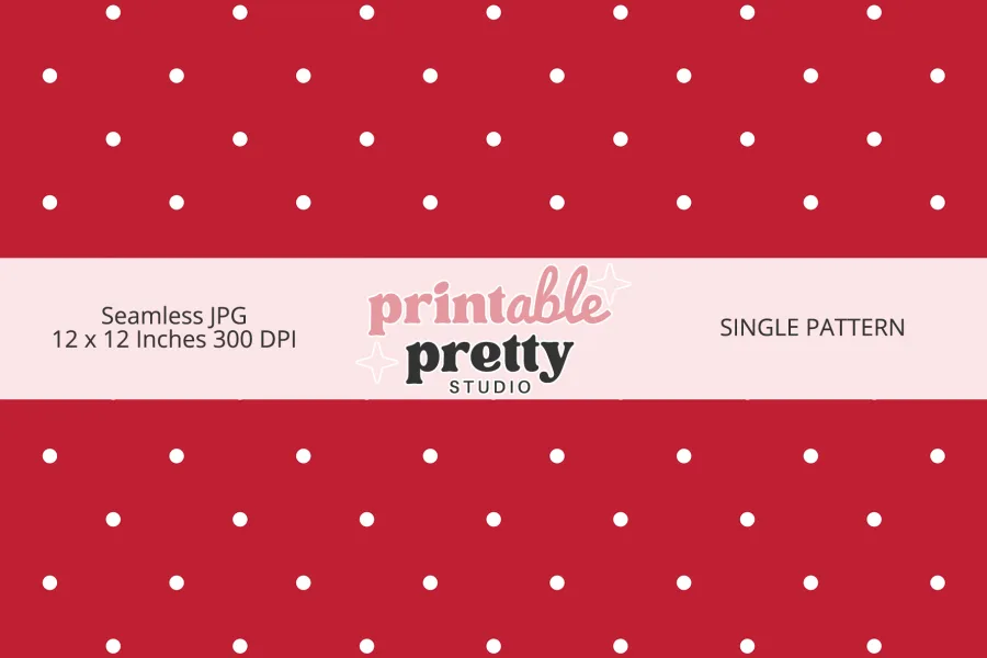 Red White Polka Dot Seamless Pattern digital paper - 12x12 inch JPG with white dots on red for crafting