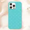 Teal Phone Case With White Polka Dots.