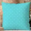 Teal Blue Pillow With White Polka Dots.