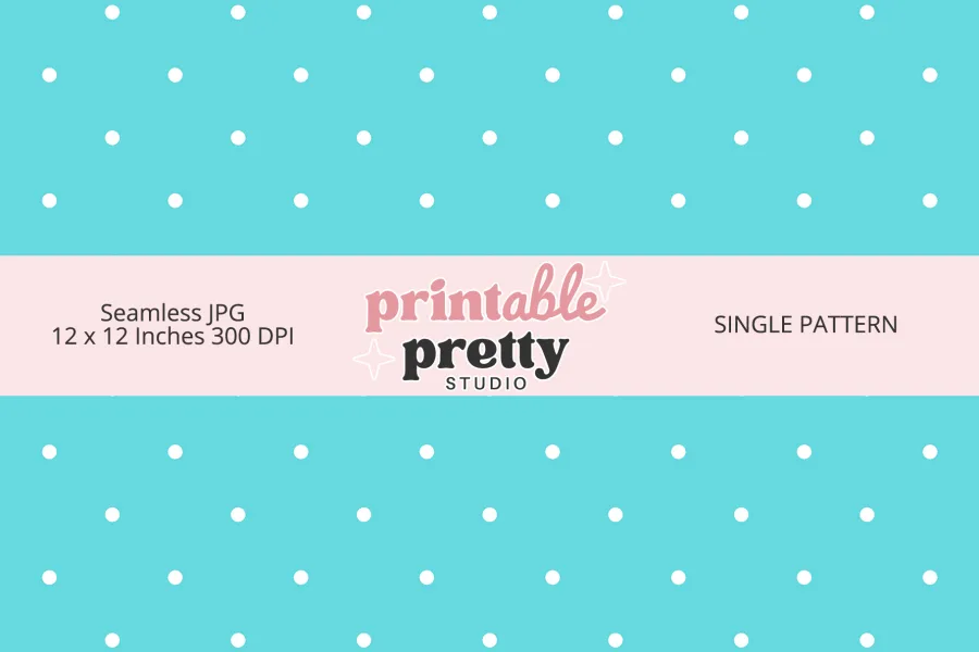 Teal background with a repeating pattern of white dots.