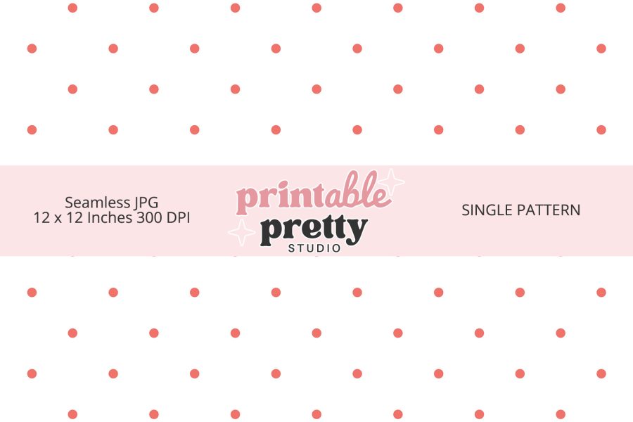 Coral Polka Dot Seamless Pattern digital paper - 12x12 inch JPG for crafting and scrapbooking