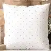 White Pillow With Light Purple Polka Dots.