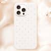 White Phone Case With Light Brown Polka Dots.
