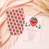 Baby Shower Invitation Featuring A Cute Cartoon Strawberry.