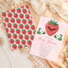 Baby Shower Invitation Featuring A Cute Cartoon Strawberry.