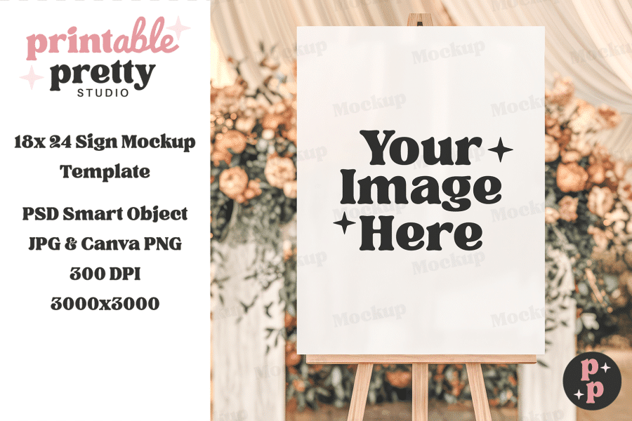 Blank Sign Mockup On Easel, Text Reads Your Image Here.
