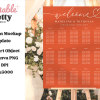 Orange Wedding Seating Chart On Easel,  With Madeline &Amp; Nicholas' Names At The Top.