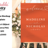A Terracotta-Colored Wedding Welcome Sign On An Easel Displays The Names Madeline And Nicholas With Their Wedding Date.
