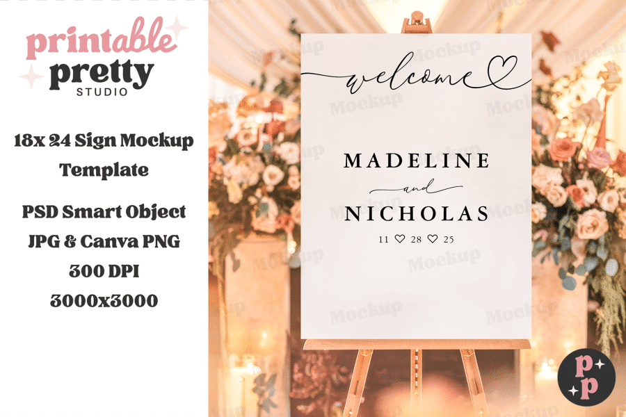 Wedding Welcome Sign For Madeline And Nicholas, Displaying Their Wedding Date.