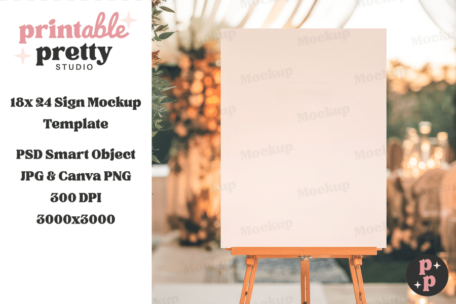 Golden Hour Wedding Sign Mockup