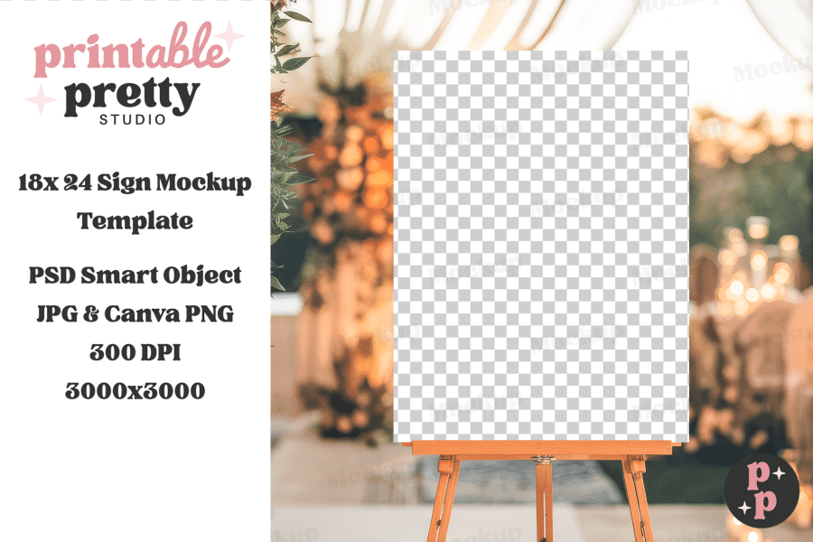 Blank sign on easel.