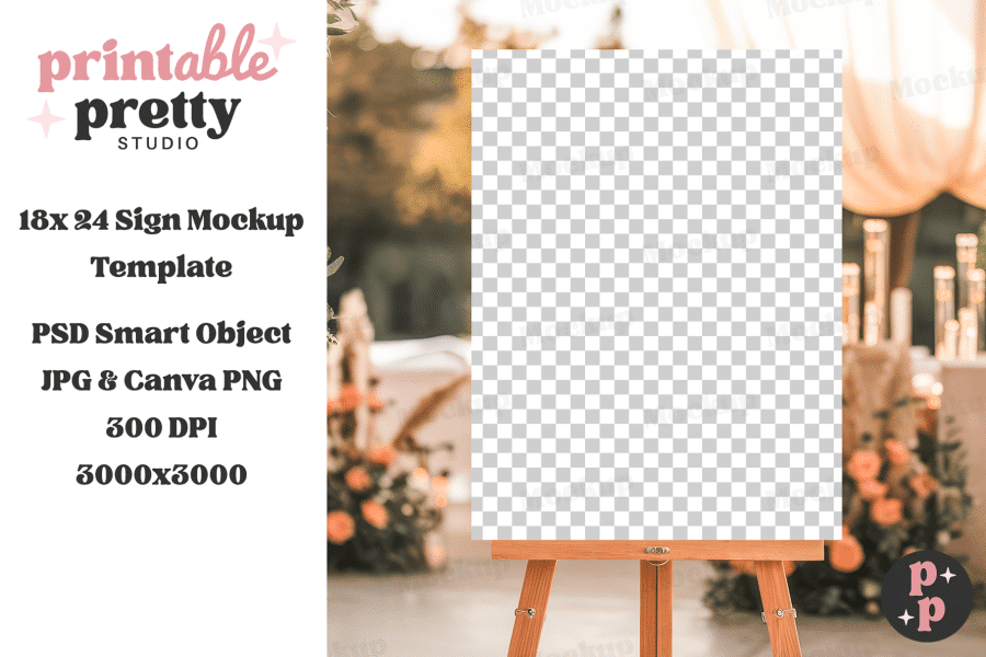 Blank sign on easel.