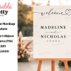 Wedding Welcome Sign On Easel, Displaying The Names Madeline And Nicholas And Their Wedding Date.