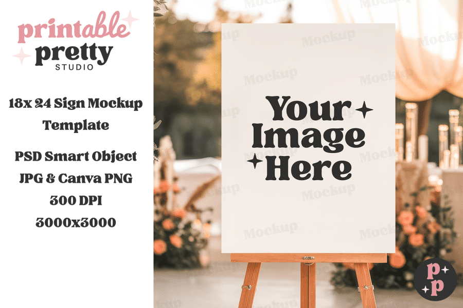 Blank Sign On Easel, Ready For Customized Image.