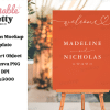 A Terracotta Welcome Sign On An Easel Displaying The Names Madeline And Nicholas With Their Wedding Date.