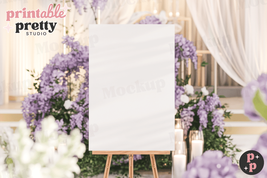 Wisteria Wedding Sign Mockup PSD